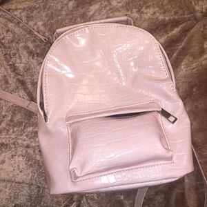 MISSGUIDED Pink Crocodile Mini Backpack